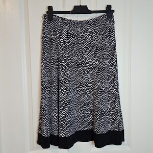 Ispiri A-Line Midi Skirt Black White Lightweight, Stretch Sz M